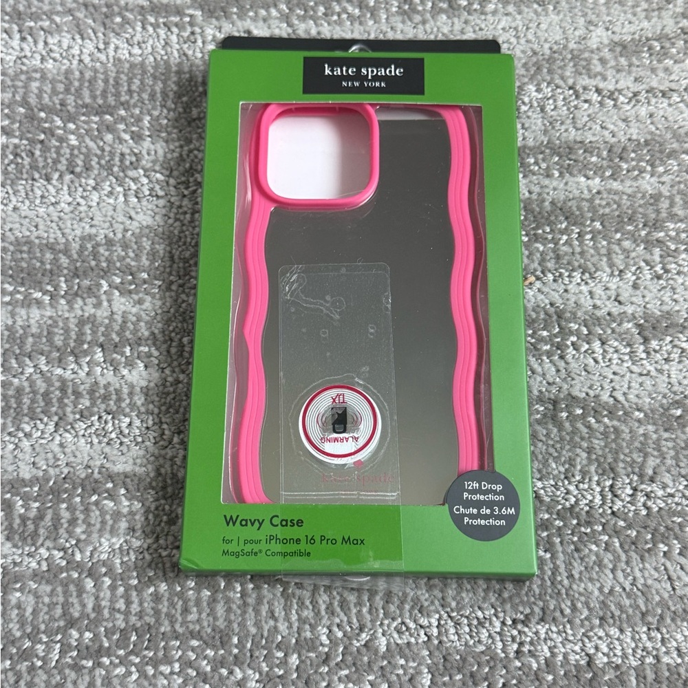 kate spade bright Pink mirrored Wavy iPhone 16 pro max Case